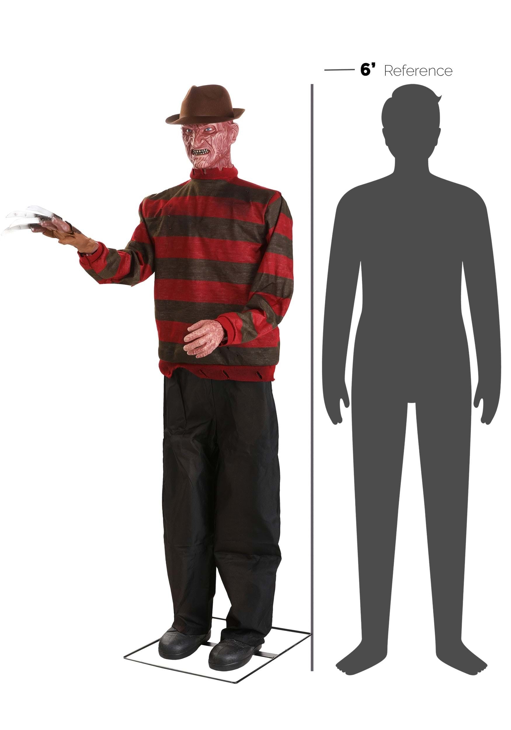 Main Content 6FT Animatronic Nightmare on Elm St. Freddy Krueger Halloween Decoration