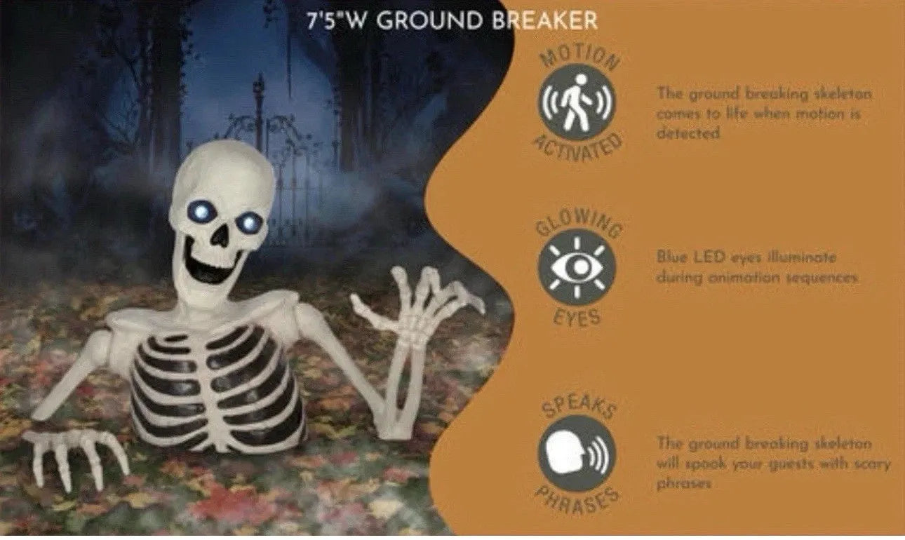 NEW Giant 7’5” Ground Breaking Skeleton with LED Eyes and Sound SHIPS NOW!