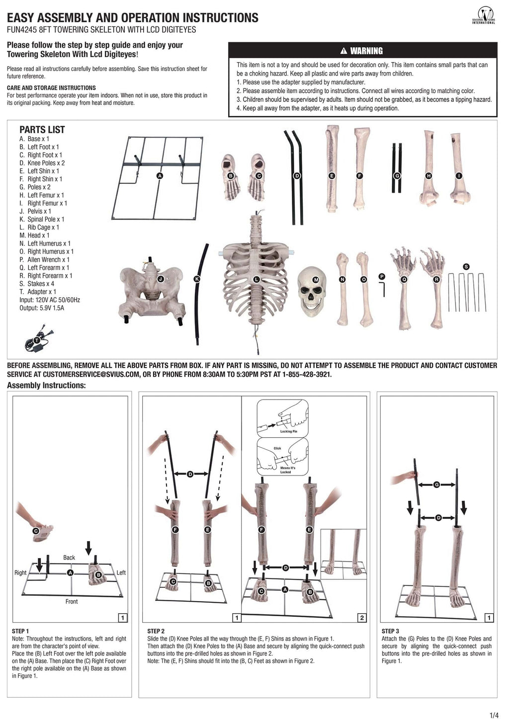 Giant 8 Foot Animated Skeleton Decoration