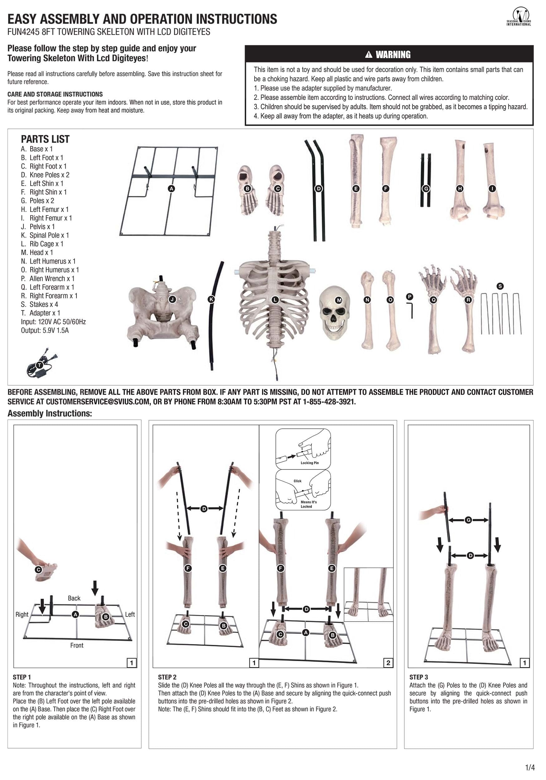 Giant 8 Foot Animated Skeleton Decoration