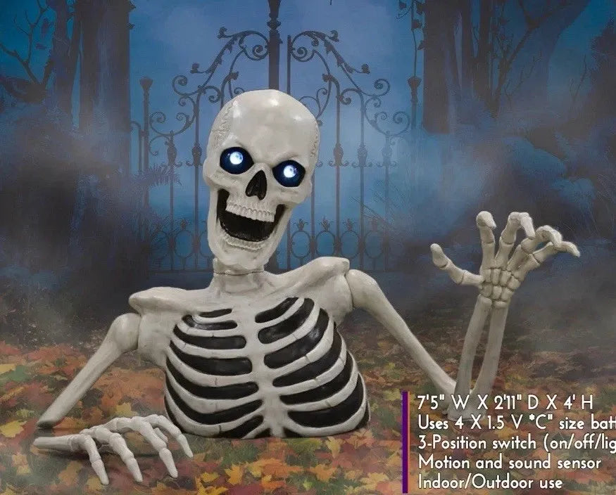 NEW Giant 7’5” Ground Breaking Skeleton with LED Eyes and Sound SHIPS NOW!