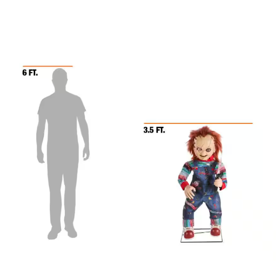 3.5 ft. Animated LED Scarred Chucky Doll H38
